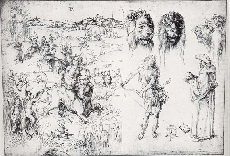 Albrecht Durer Sketch Sheet with the Rape of Europa china oil painting image